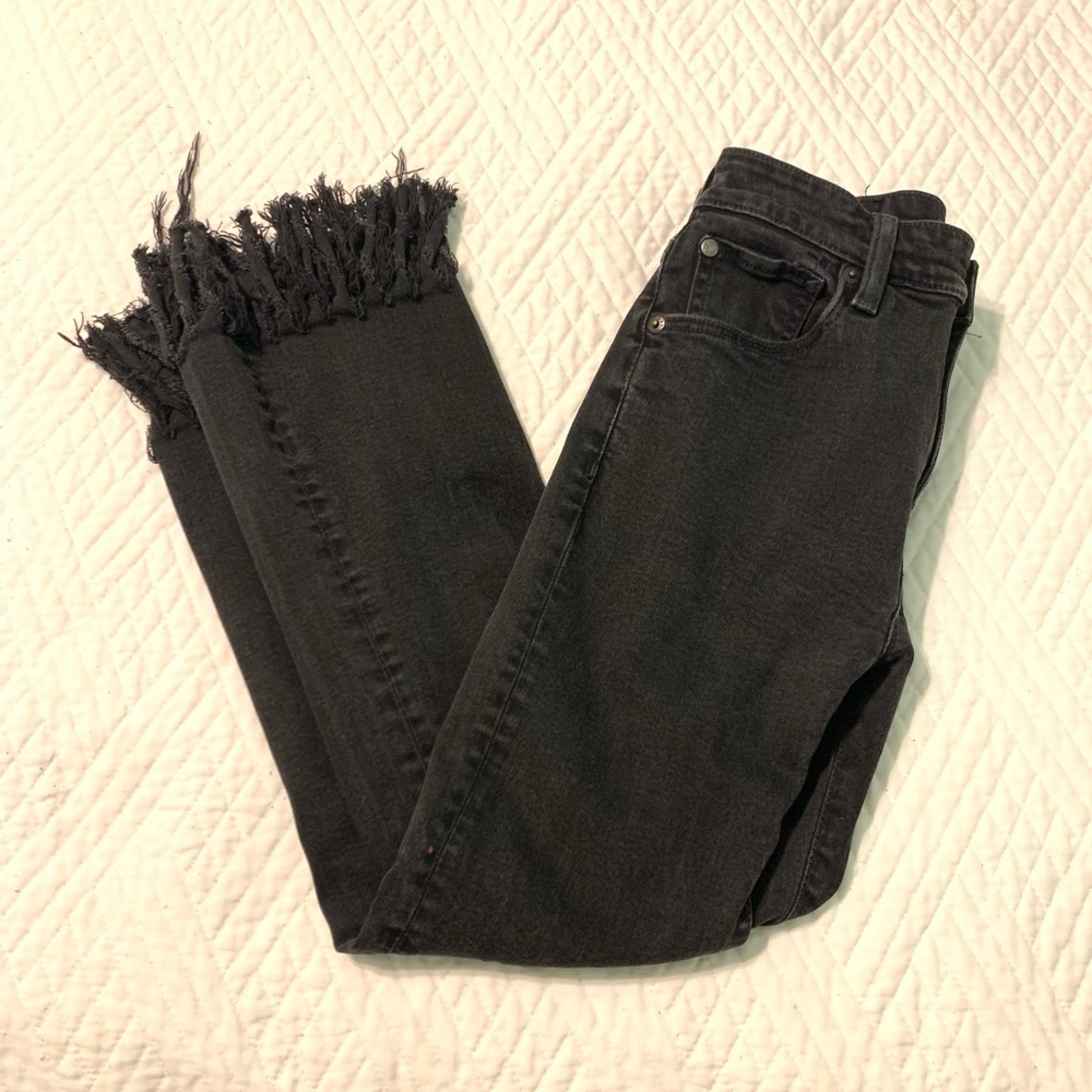 Ralph Lauren Crop Fringe Black Jeans